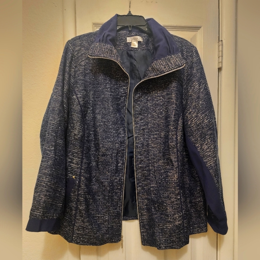 Blue & Silver CJ Banks Lightweight Jacket, Size 2X NWOT